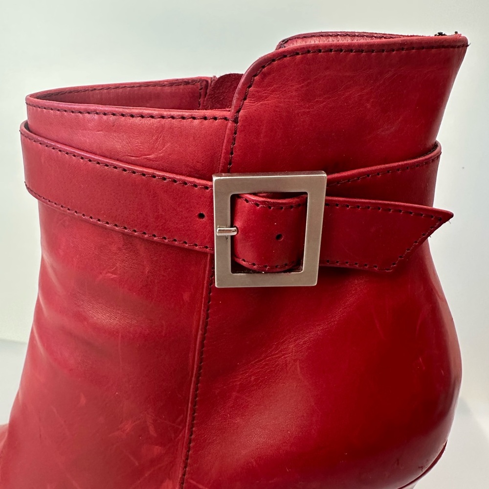 TANIA SPINELLI Red Leather Ankle Boots - Picture 8 of 9